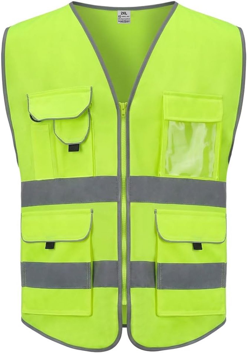 Veiligheidsvest hoge zichtbaarheid - unisex - met rits - ideaal voor fietsers - SnelShoppen