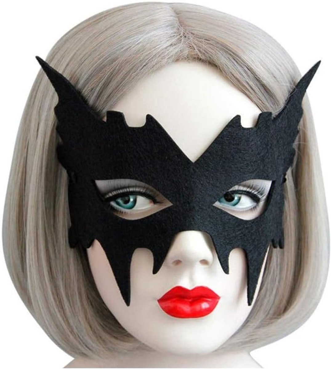 Batgirl Batboy kostuum masker - zwart half gezicht - ideaal voor Halloween - cosplay feestaccessoire - SnelShoppen
