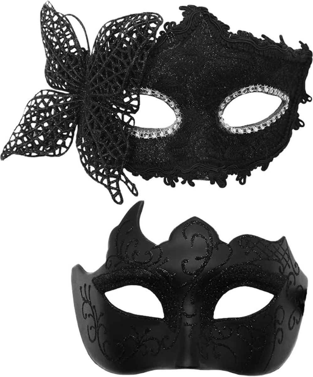 Venetiaans masker voor mannen - pack van 2 - retro stijl - perfect voor carnaval en Halloween - SnelShoppen