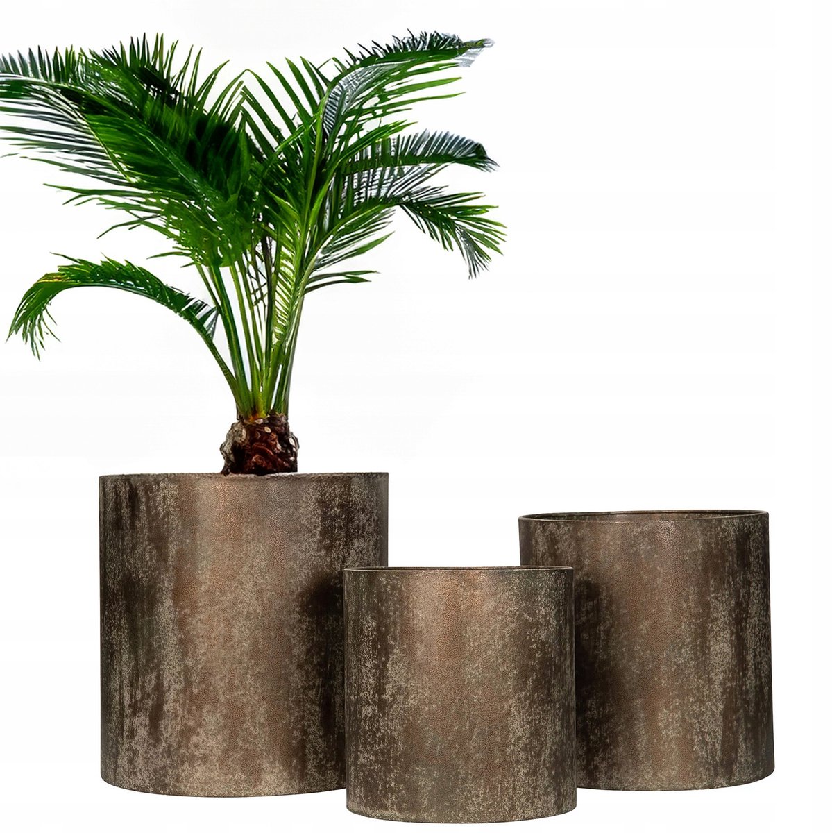 Grote Loft Pot 35cm - Metaal, Rond, Bruin - Stijlvolle Decoratie