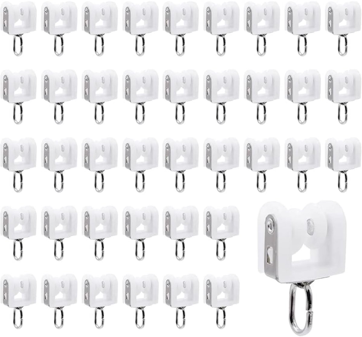 Gordijnrails plafondmontage - 40 stuks gordijnrollers - stille pulley met twee wielen - ideaal voor gordijnsystemen - ShopVlot
