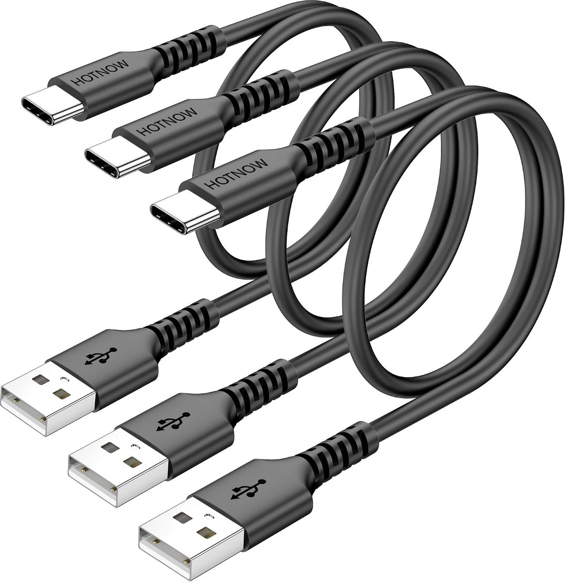 USB-C Kabel 50 cm - Pack van 3 - Snelladen tot 3A - Geschikt voor iPhone 15/16 en USB-C apparaten - ShopVlot
