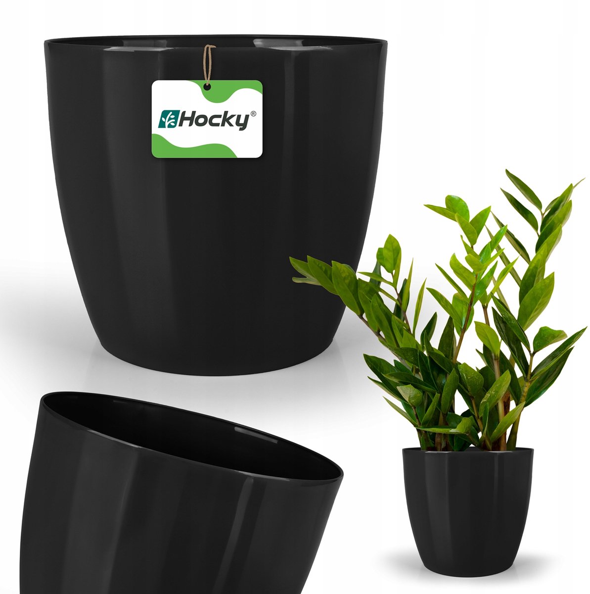 Zwarte Kunststof Bloempot 18cm - Decoratieve Plantenbak voor Binnen & Buiten
