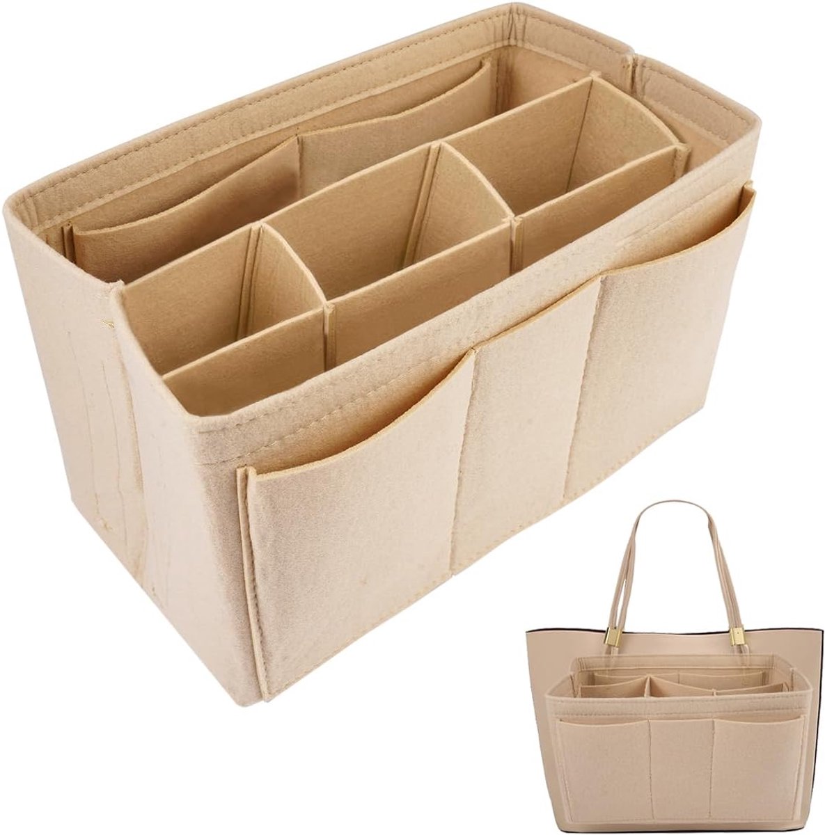 Bag Organizer 25 cm - Crème - Vilt materiaal - Houdt je tas georganiseerd - ShopVlot