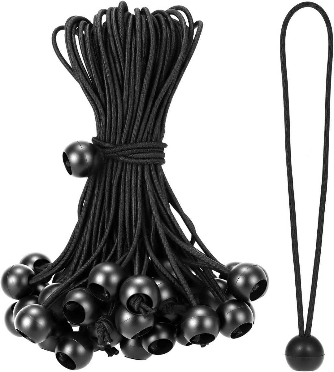 Elastische banden 20 cm - zwarte bungee koorden - hoge elasticiteit - ideaal voor tenten - ShopVlot
