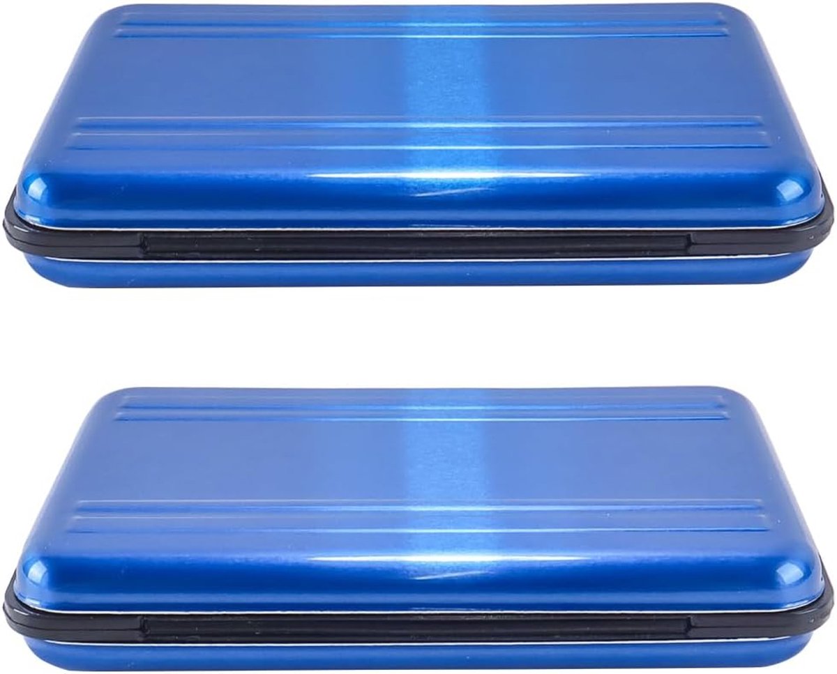 Geheugenkaart case houder - aluminium - blauw - handige opslag voor 16 kaarten - ShopVlot