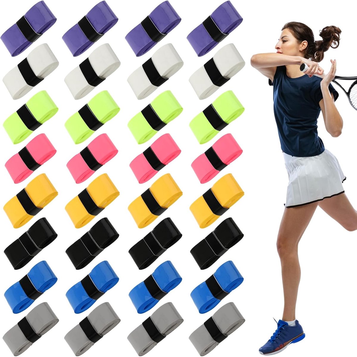 Tennis Racket Grip Tape 24pcs - Pre-Cut PU - Non-Slip en Zweetabsorberend - Ideaal voor Comfortabel Spelen - ShopVlot