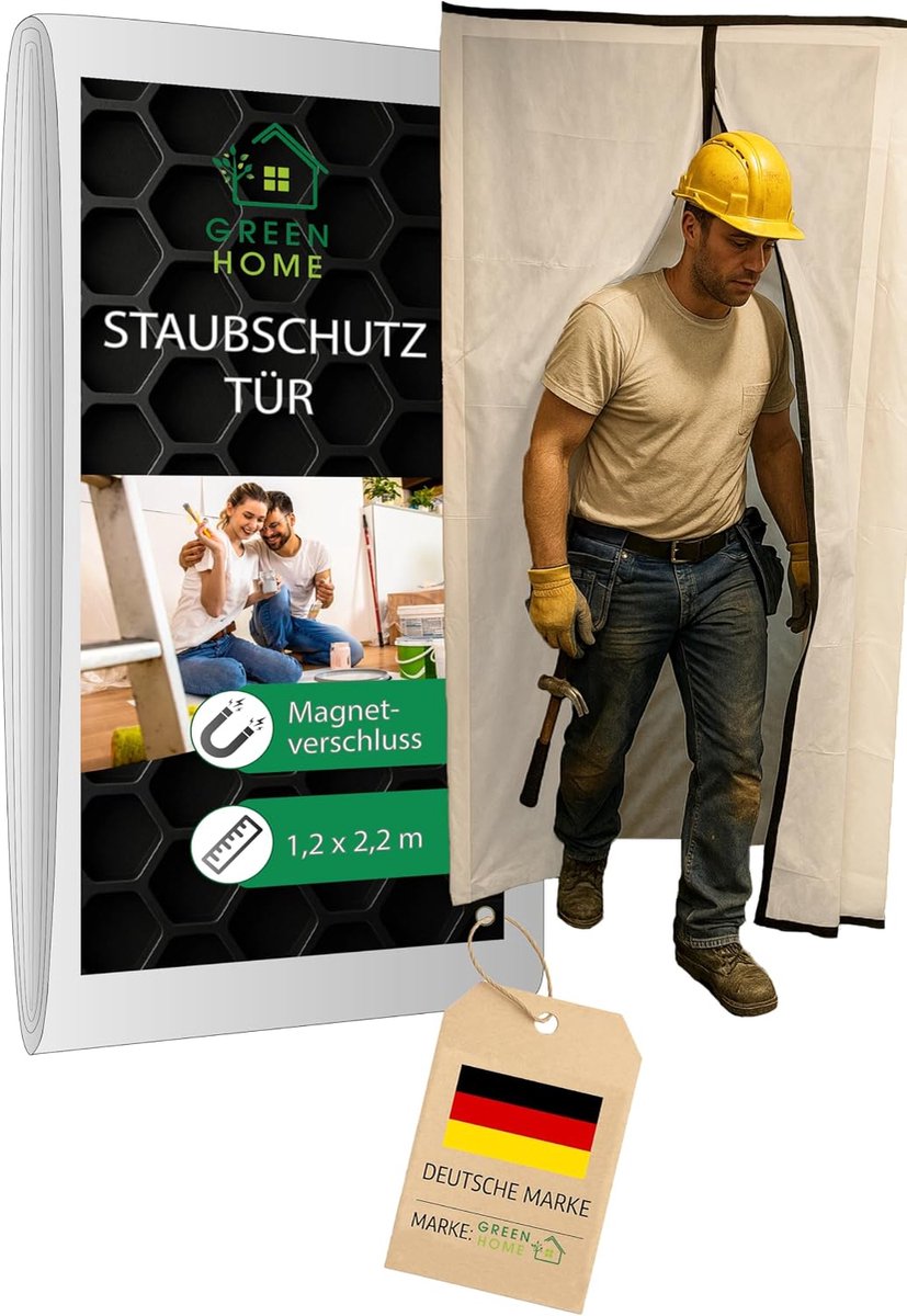 Magnetische stofdeur 1.20 x 2.20 m - fleece - met magnetische sluiting - perfecte stofbescherming tijdens renovaties - ShopVlot