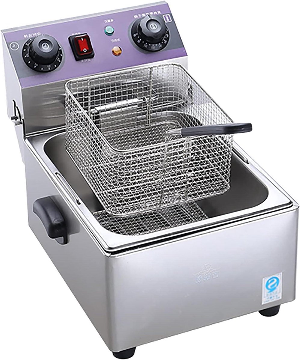 Elektrische Frituurpan - Commerciële Frituurpan - Thuis Frituren - Snelle Verwarmer - 10L - Zilver
