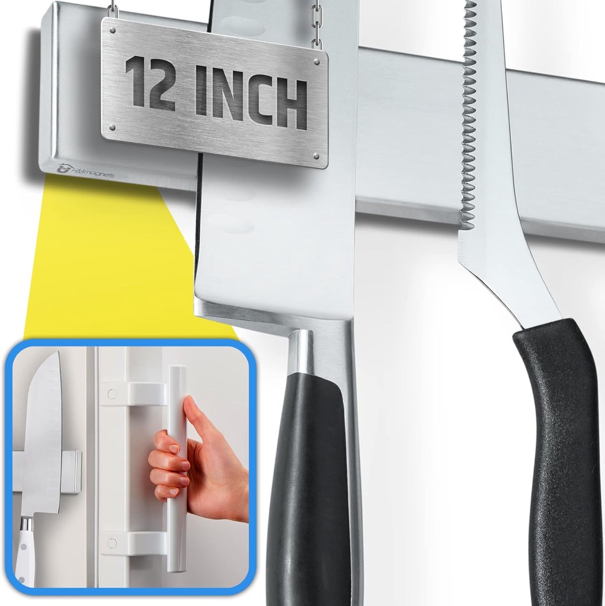 Magnetische messenhouder 30 cm - roestvrij staal - dubbelzijdig - eenvoudig te bevestigen aan koelkast - ShopVlot