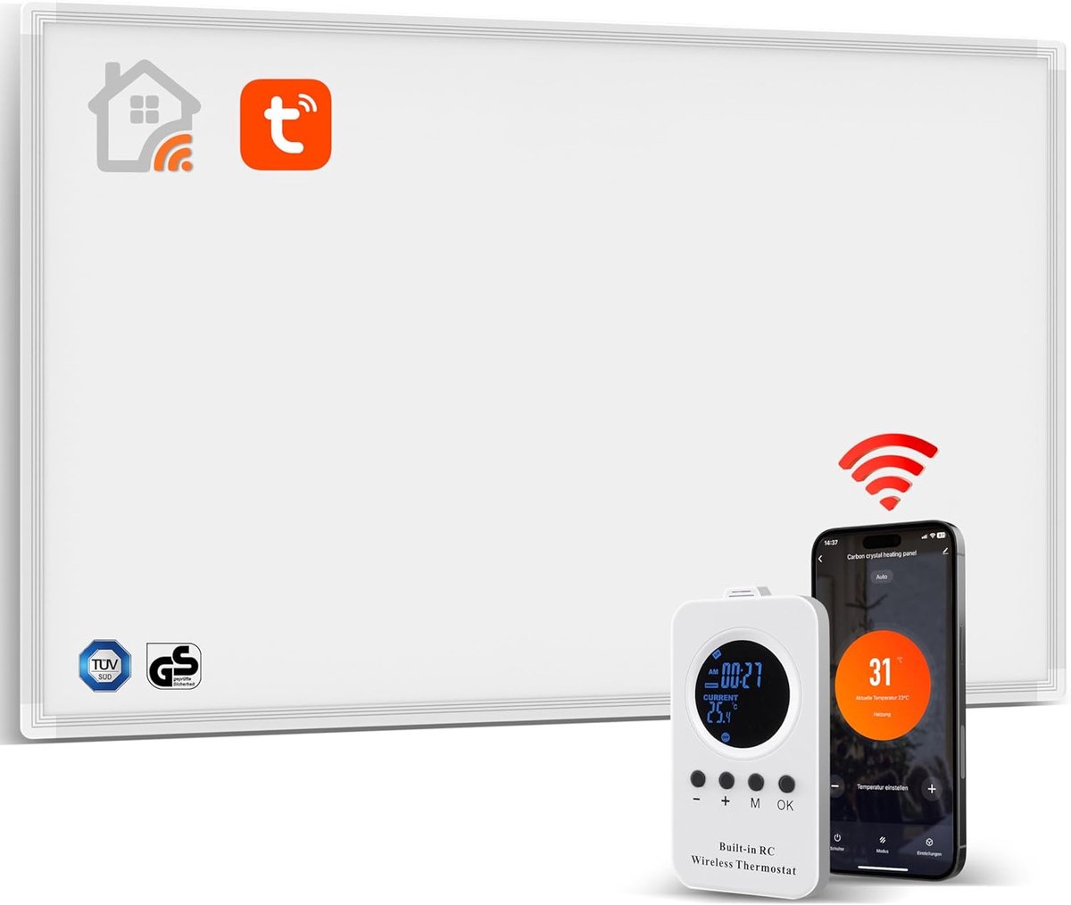 Infrared paneel 600 Watt - Muurbevestigd tot 120 °C - Slimme verwarming met afstandsbediening & WiFi - Energiezuinig - ShopVlot