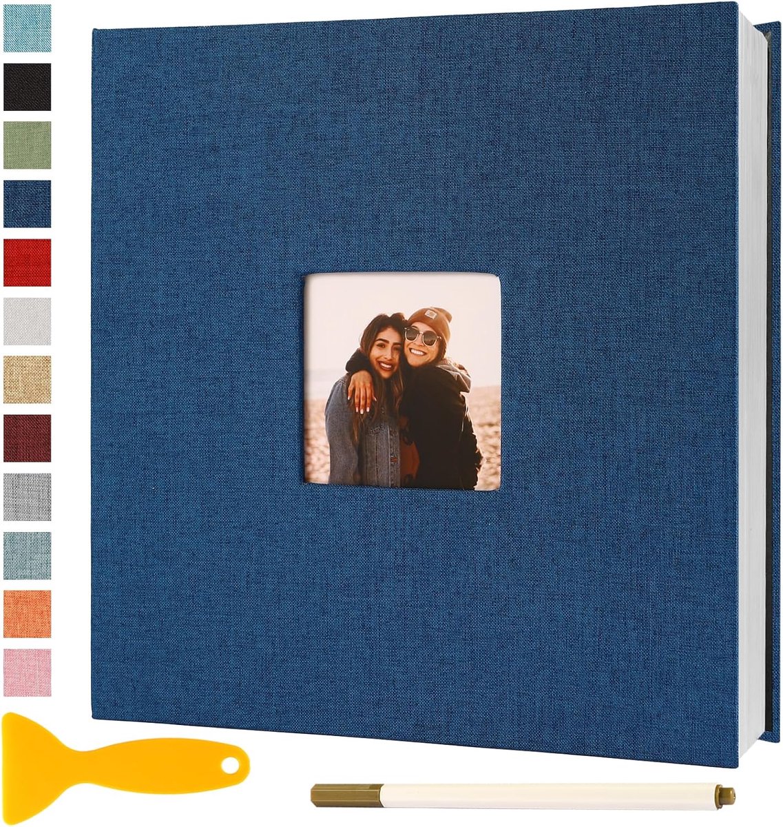 Fotoalbum zelfklevend 33x32 groot - blauw - 60 pagina's - perfect voor baby en bruiloft - ShopVlot