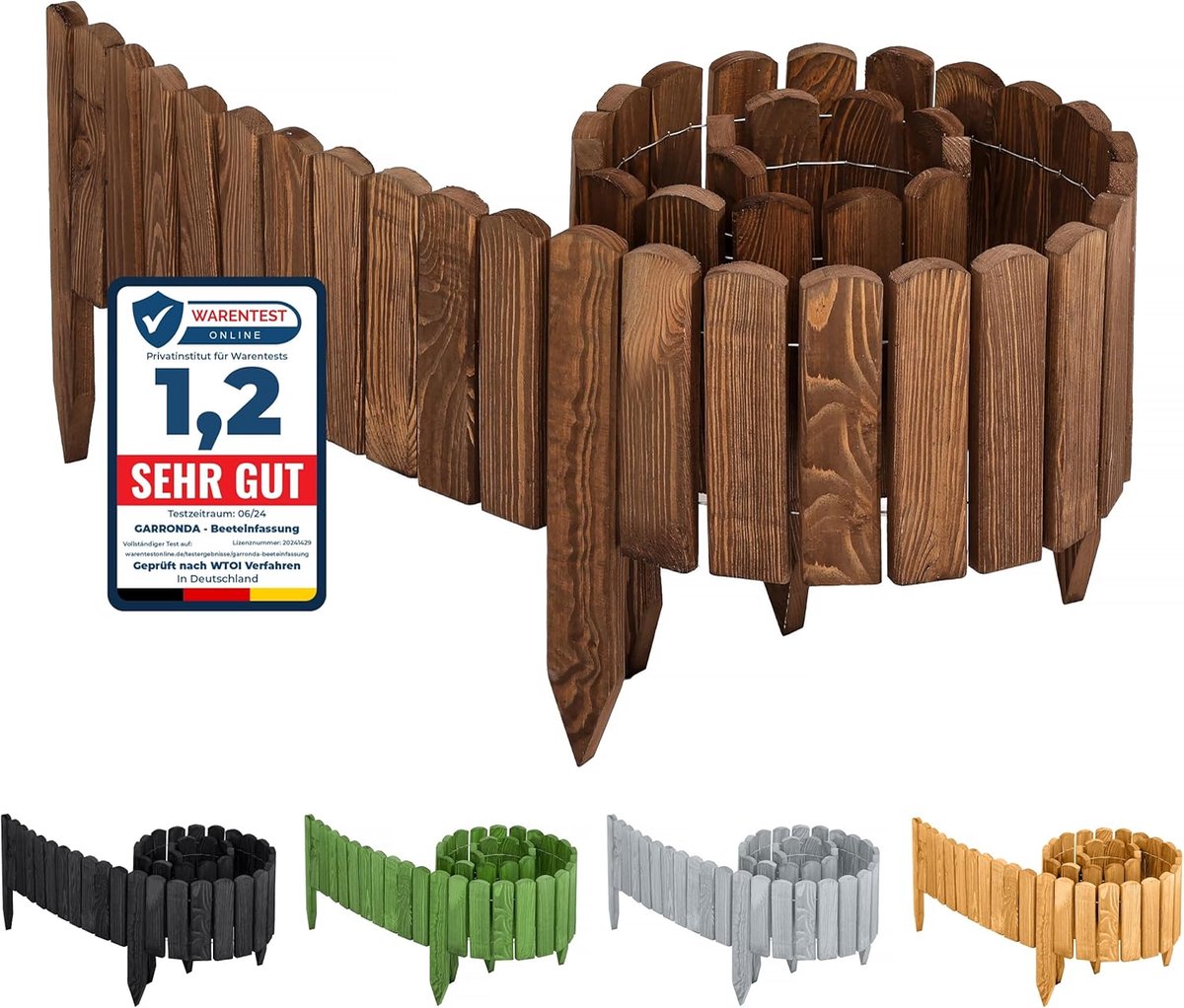 Tuinomheining Flexibel 200cm - Geïmpregneerd Hout - Donkerbruin - Afbakenen van bloembedden - ShopVlot