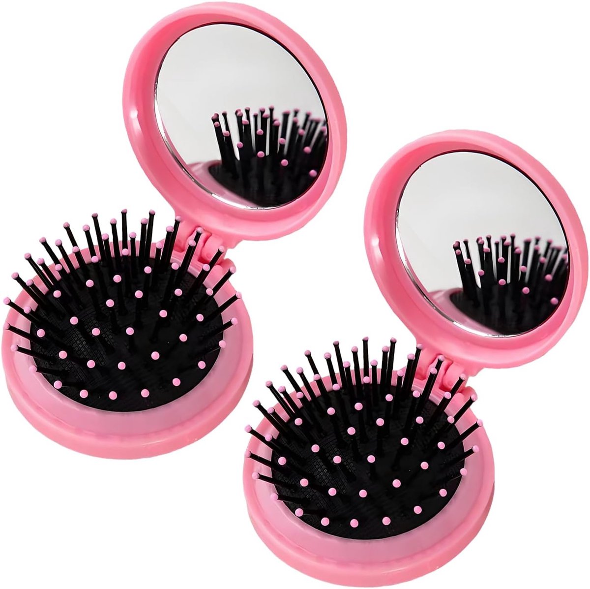 Reis haarborstel met mini spiegel - Vouwbaar en compact - Geschikt voor alle haartypes - Perfect voor onderweg - ShopVlot