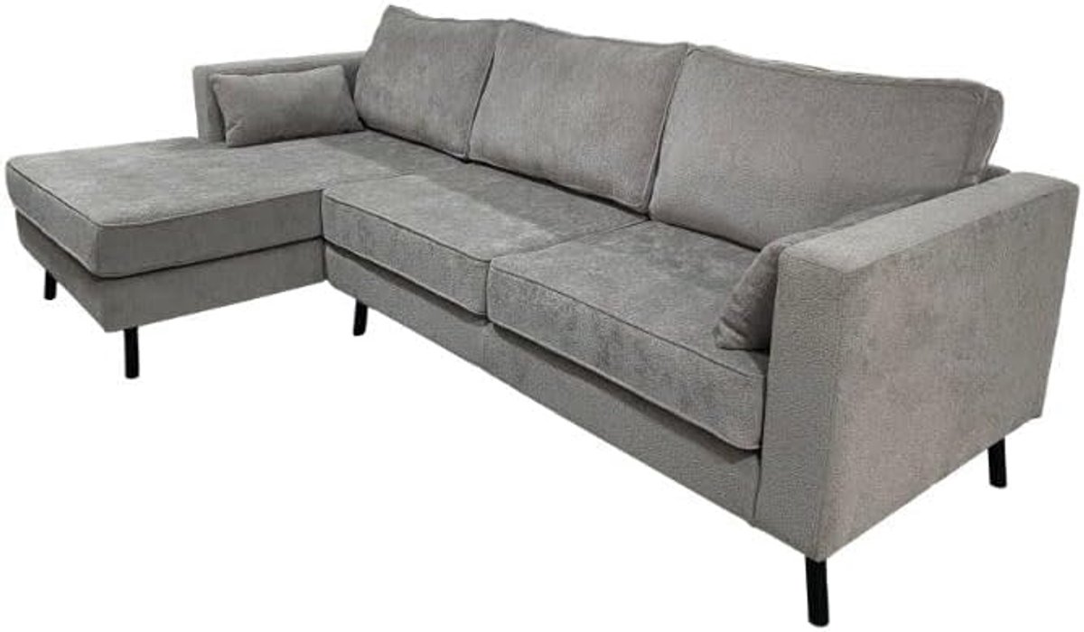 Hoekbank 270 cm - grijze chenille - links - eenvoudige montage - ShopVlot