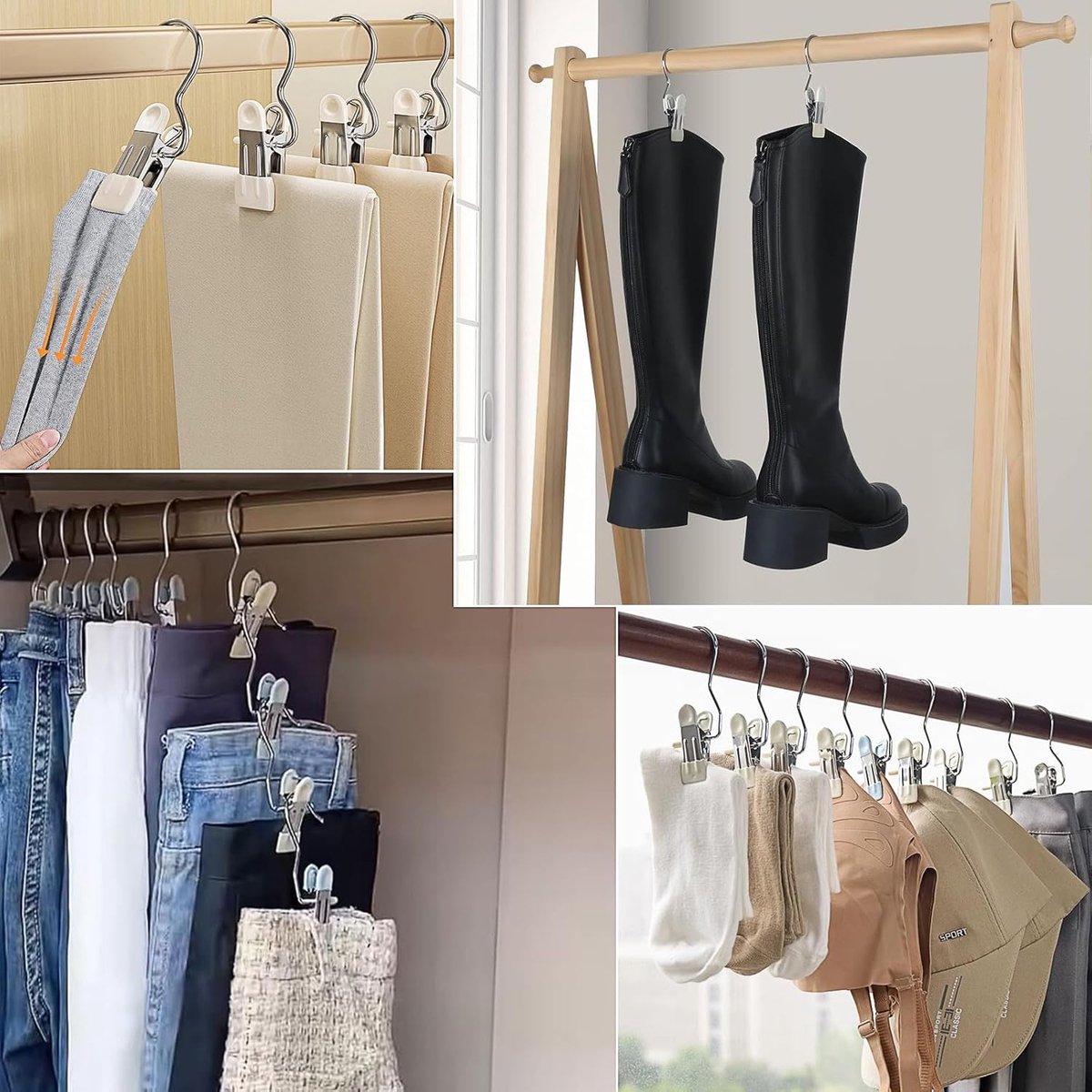 Washaak set van 20 - roestvrij staal - 360° draaibaar - ideaal voor het ophangen van kleding - SnelShoppen