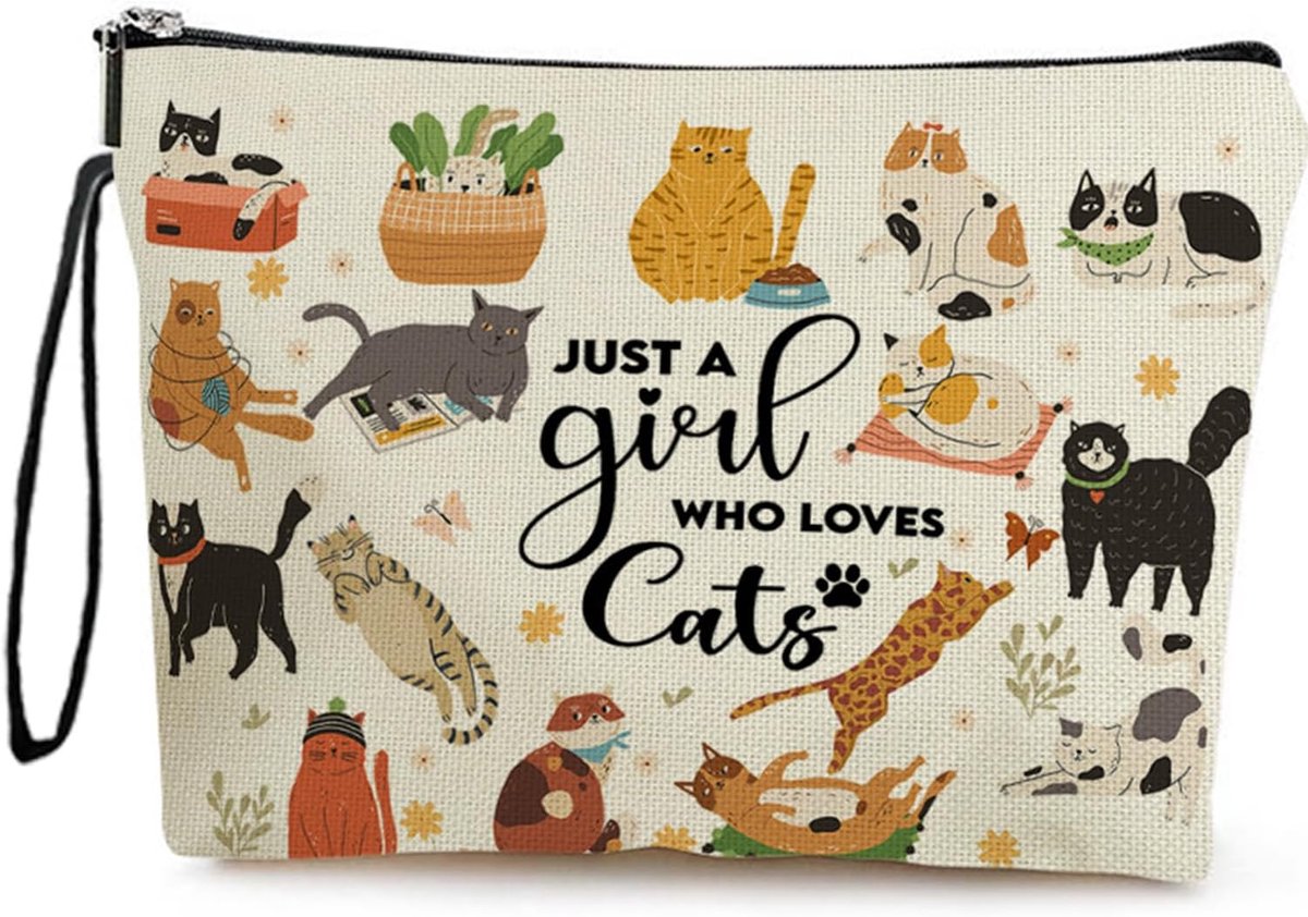 Cosmetic Bag 17 x 25 cm - Cat-thema - Waterafstotend - Ideaal voor dagelijkse benodigdheden - SnelShoppen
