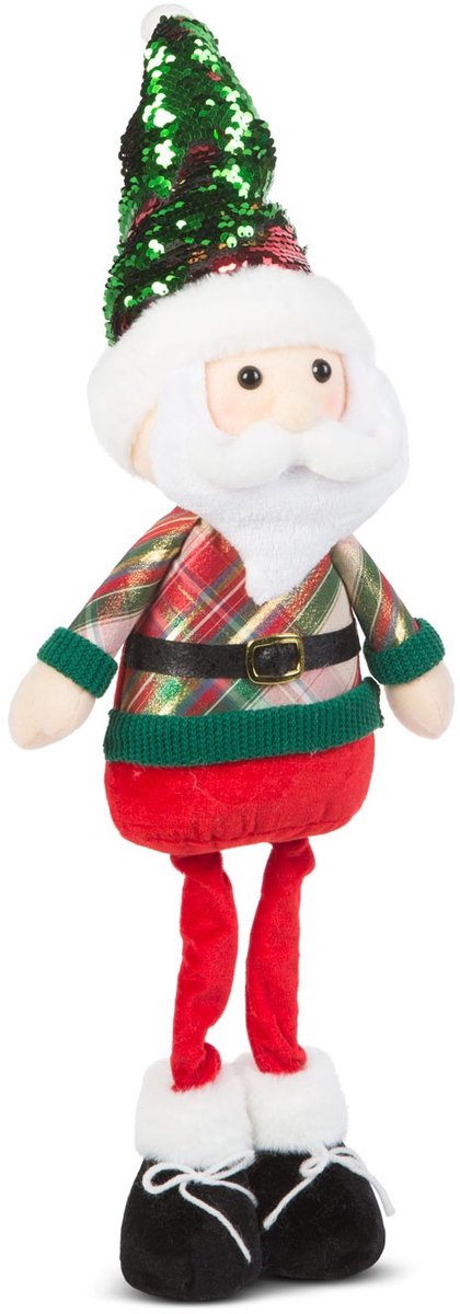Kerstdecoratie - Staande kerstfiguur van textiel - Kerstman - 65 cm - [58758A]
