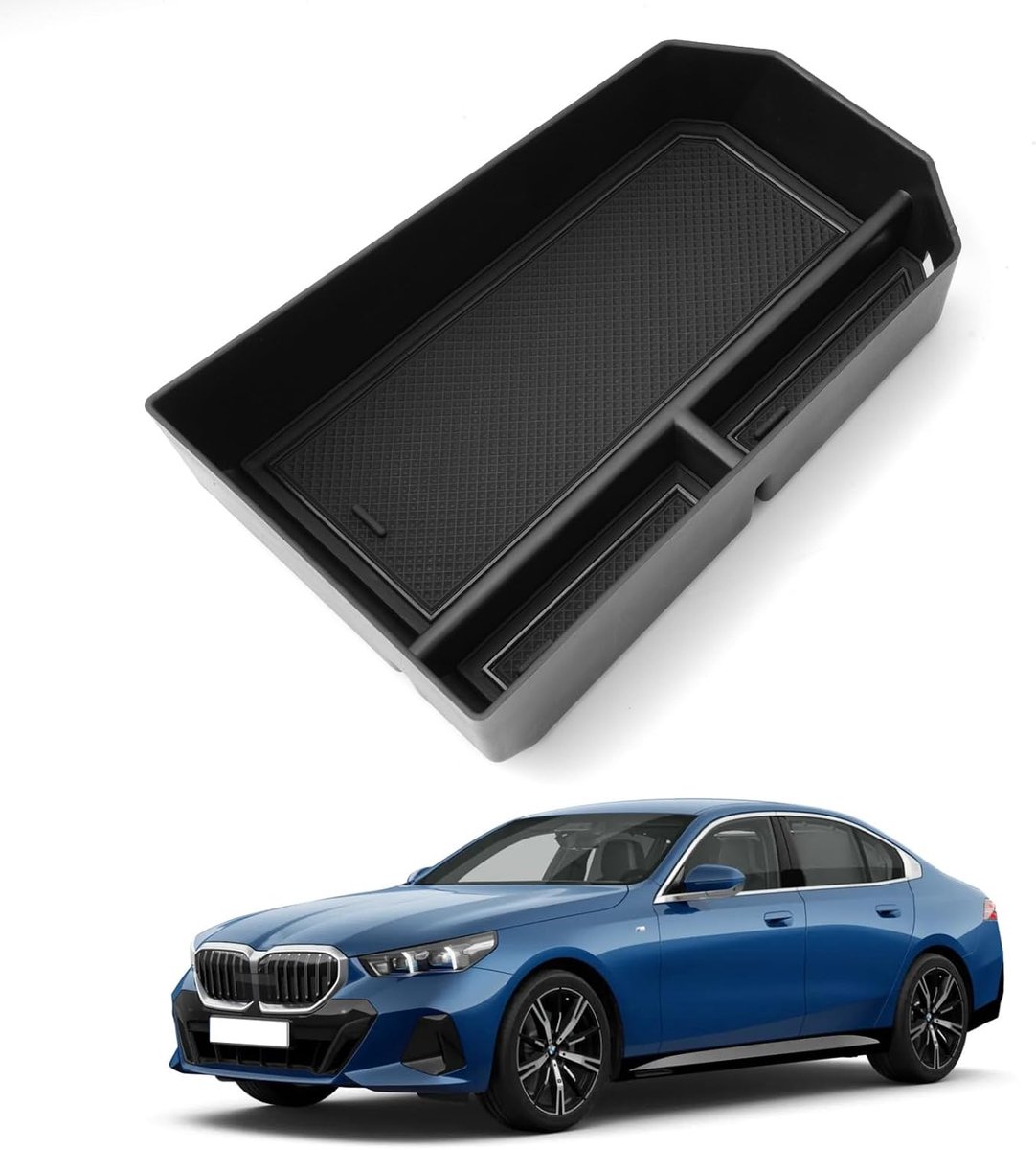 Storage compartment in the centre console for BMW Série 5 G60 i5 2023 2024 2025, shelf in the armrest, with non-slip - ShopVlot