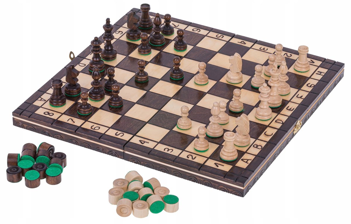 Houten Schaak- en Damspel Set - 35x35 cm