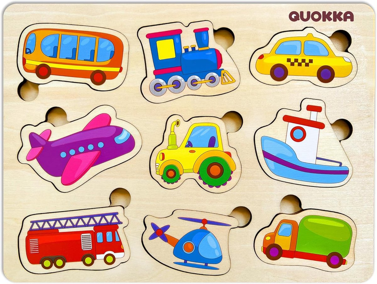 Houten Educatieve Puzzel Voertuigen voor Kinderen 1-3 Jaar