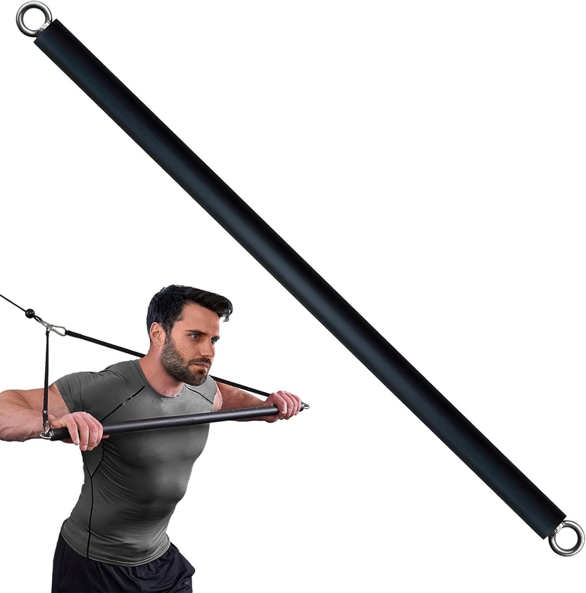 LAT pulldown bar kabelaccessoires - staal met EVA-spons - niet demontabel - comfortabel grip voor training - ShopVlot