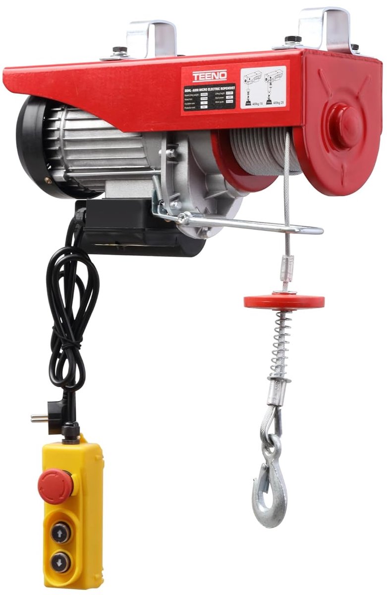 Elektrische kabeltrekker 600 kg - 1200 W - 10 m/min - ideaal voor garages en werkplaatsen - ShopVlot