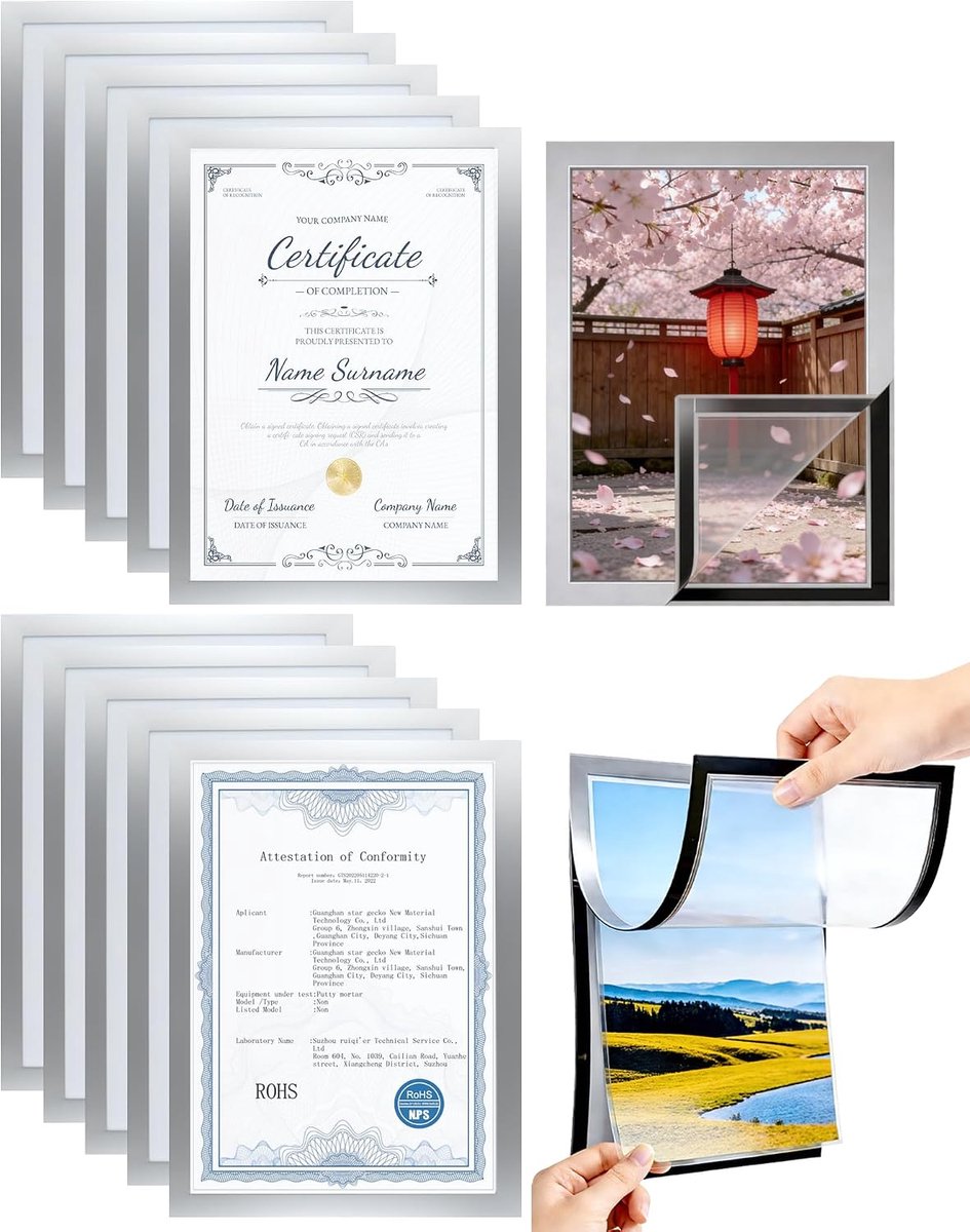 Magnetische fotolijst A4 - zelfklevend - opklapbaar - ideaal voor snelle presentatie - SnelShoppen