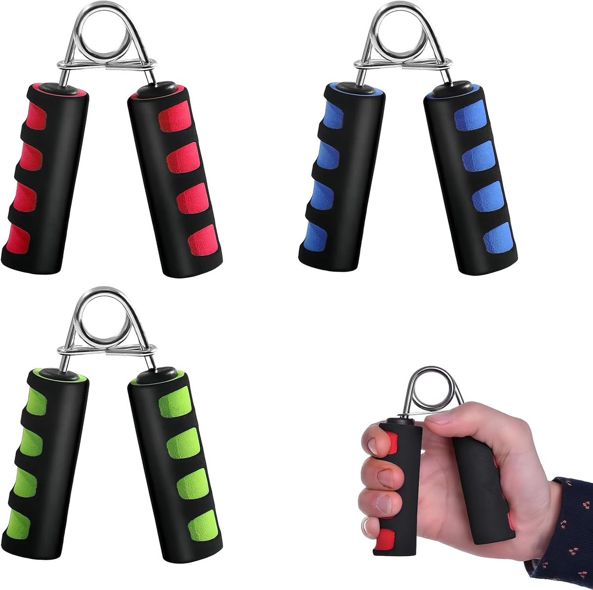 Grip trainer set van 3 - niet-slip handgrepen - hand-, vinger- en onderarmtraining - versterkt gripkracht - SnelShoppen