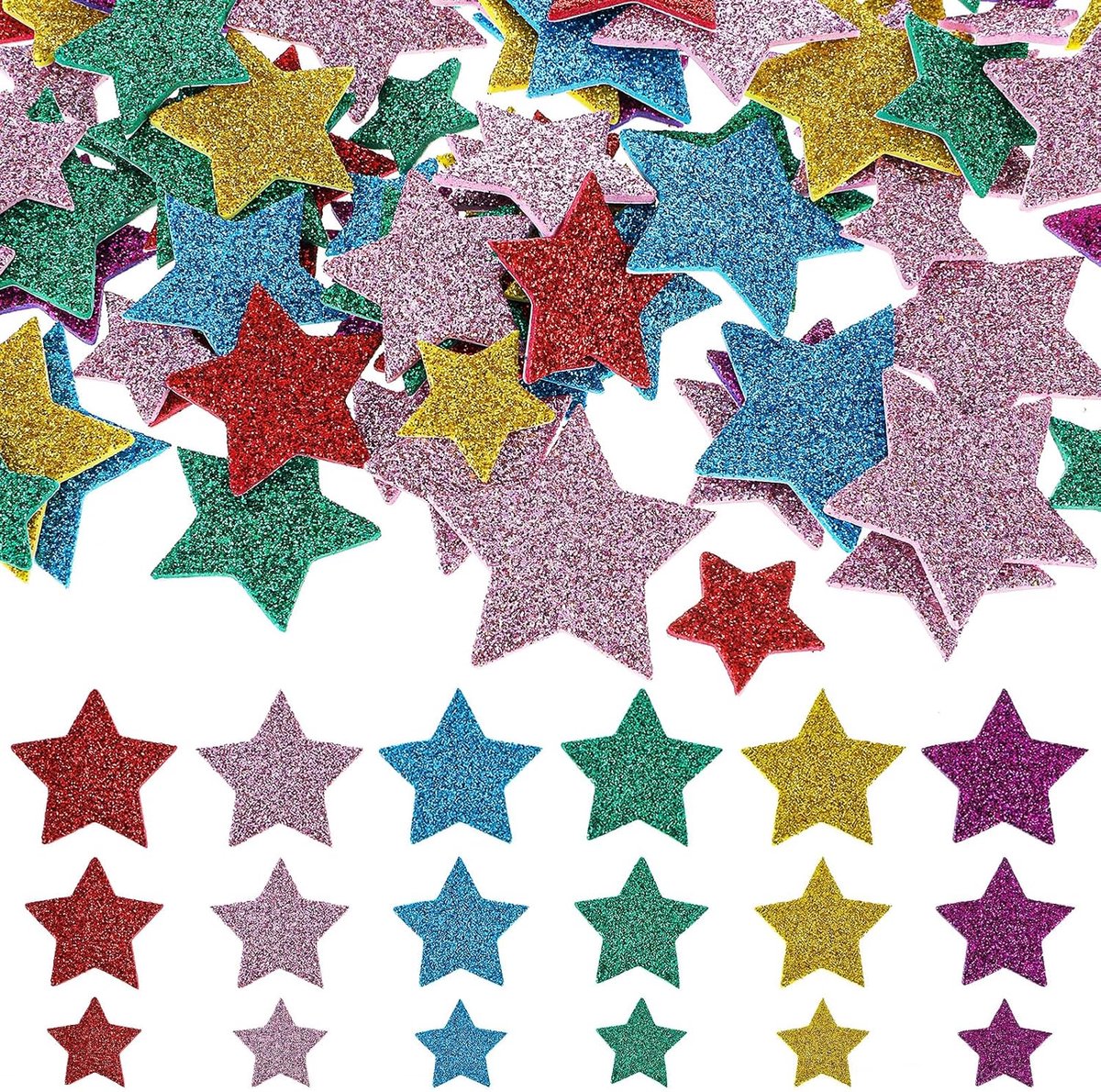 sterrenstickers 270 stuks - glitter foam - verschillende kleuren - perfect voor knutselen - SnelShoppen