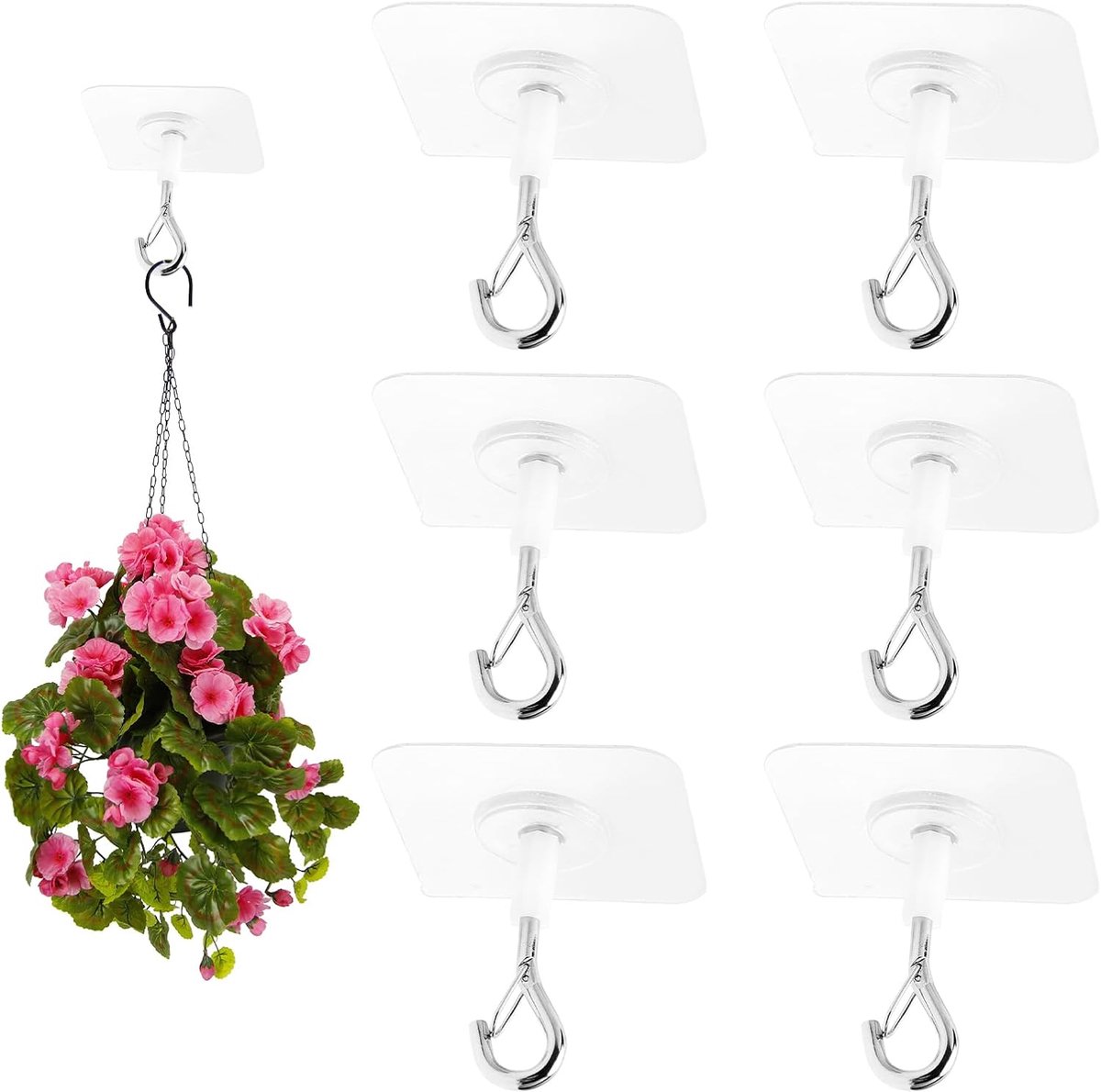 Plafondhaken zelfklevend - 6 stuks - PVC - zonder boren - ideaal voor planten en verlichting - SnelShoppen