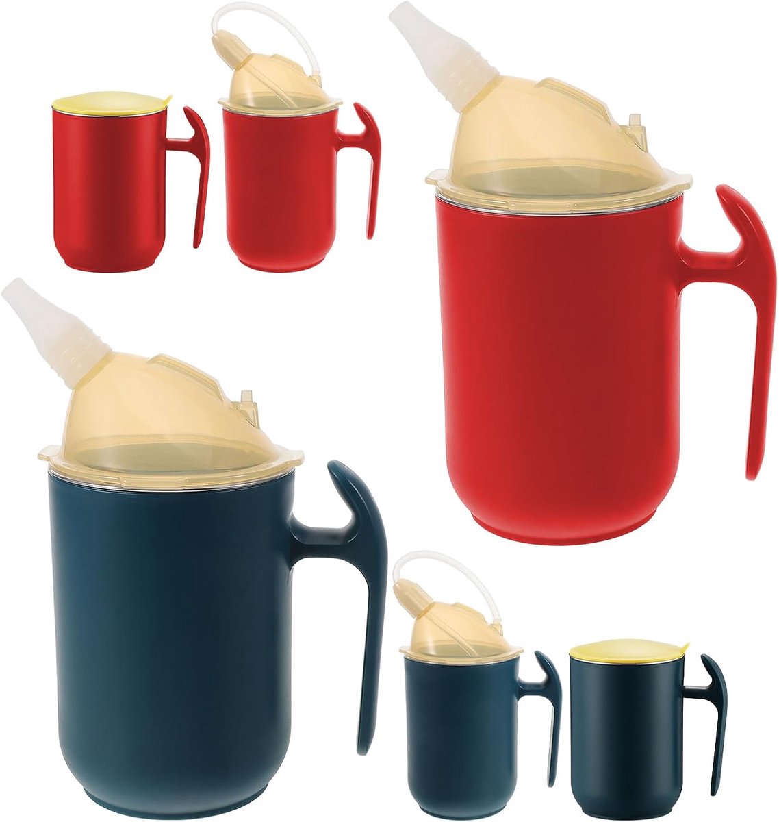 Beaker beker 400ml - 2 stuks - met handgrepen - lekvrije drinkbeker voor ouderen - SnelShoppen
