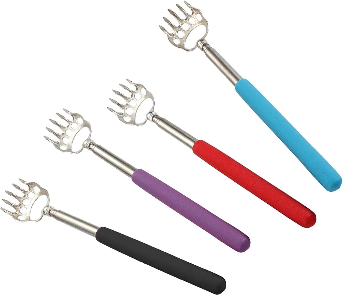 Rugkrabber 4 stuks - Uitschuifbaar met rubberen handvat - Ideaal voor jeuk en ontspanning - SnelShoppen
