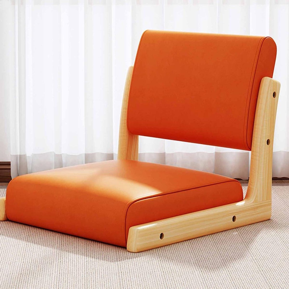 Vloerstoel met Rugleuning - Zitzak Meditatie - Ontspannen Zitten - Draagkracht 100kg - 48x45x36cm - Oranje