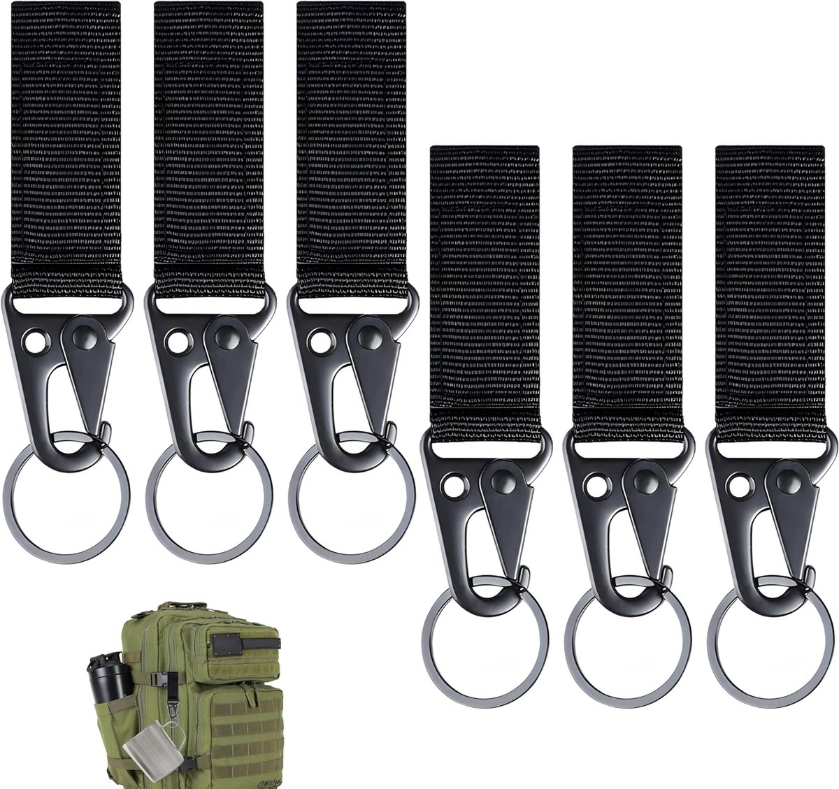 Sleutelhangers 6 Stuks - Nylon Band - Met Haak en Riemclip - Ideaal voor Camping en Hiken - SnelShoppen