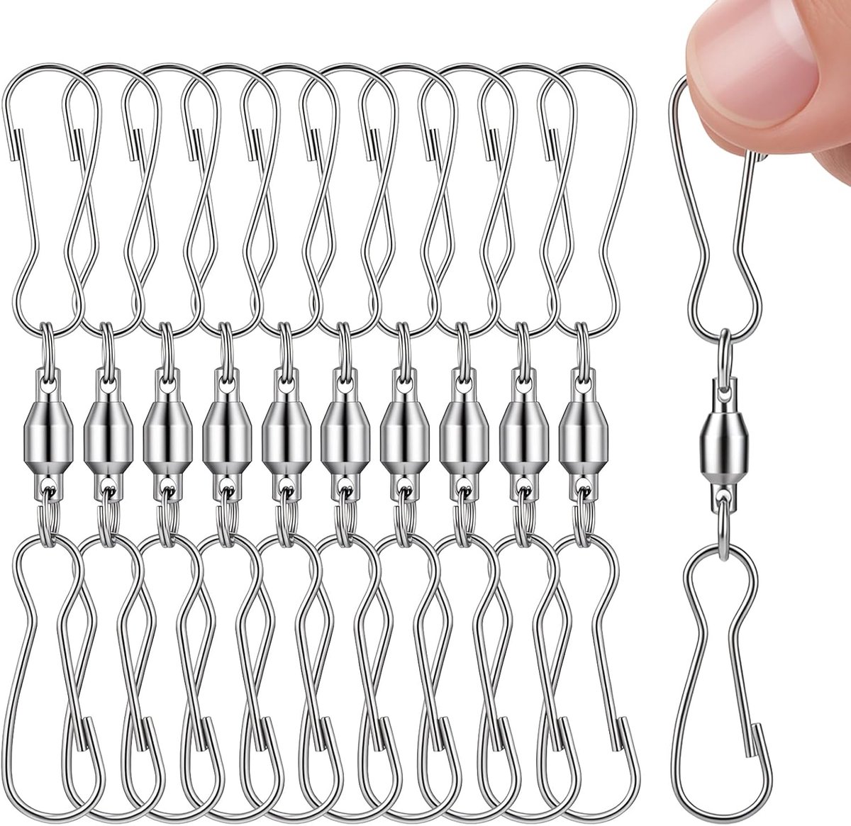 Draaibare haken met dubbele clip - 10 stuks - robuust ijzer - 360° rotatie - ideaal voor tuindecoratie - SnelShoppen