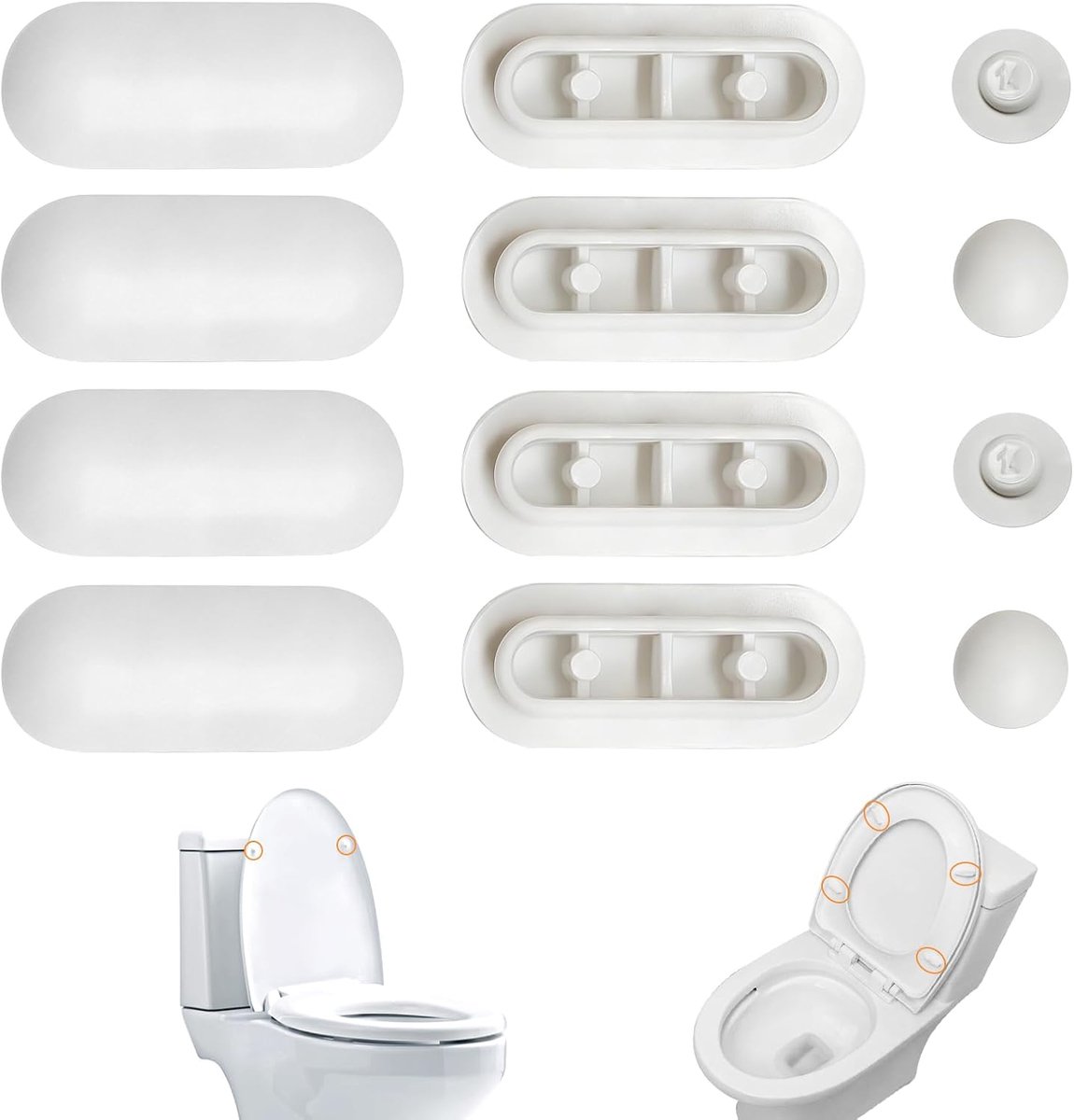Toiletbril schokdempers 12 stuks - kunststof - trillingsdempende pads - eenvoudig te installeren - ShopVlot