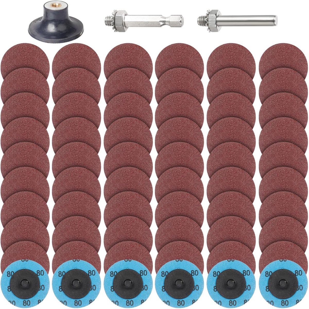 Schuurdiscs set 63 stuks - 50 mm - aluminiumoxide - voor slijpen van metaal en hout - ShopVlot