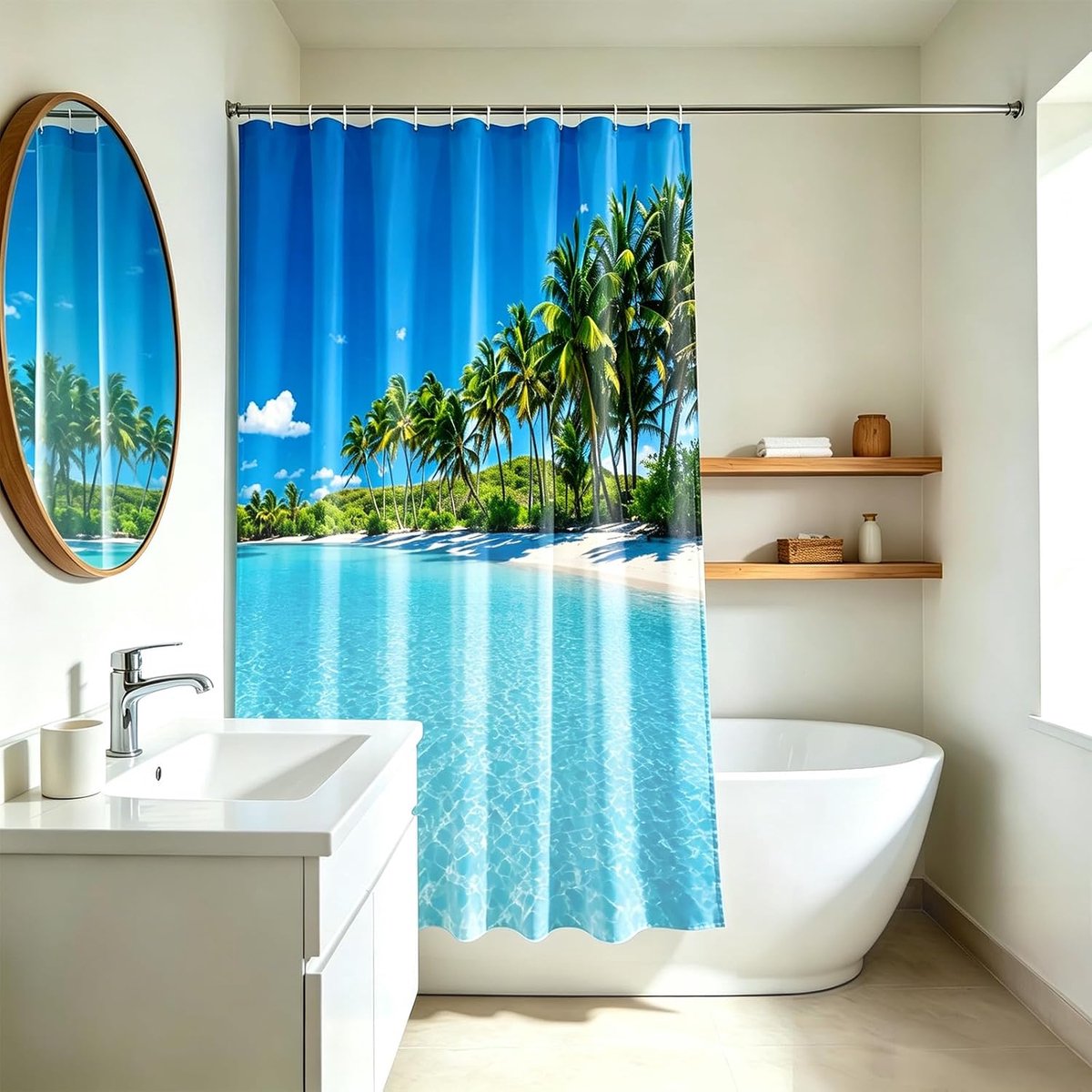 Douchegordijn 180 x 200 cm - zee ontwerp - waterafstotend - duurzaam en milieuvriendelijk - ShopVlot
