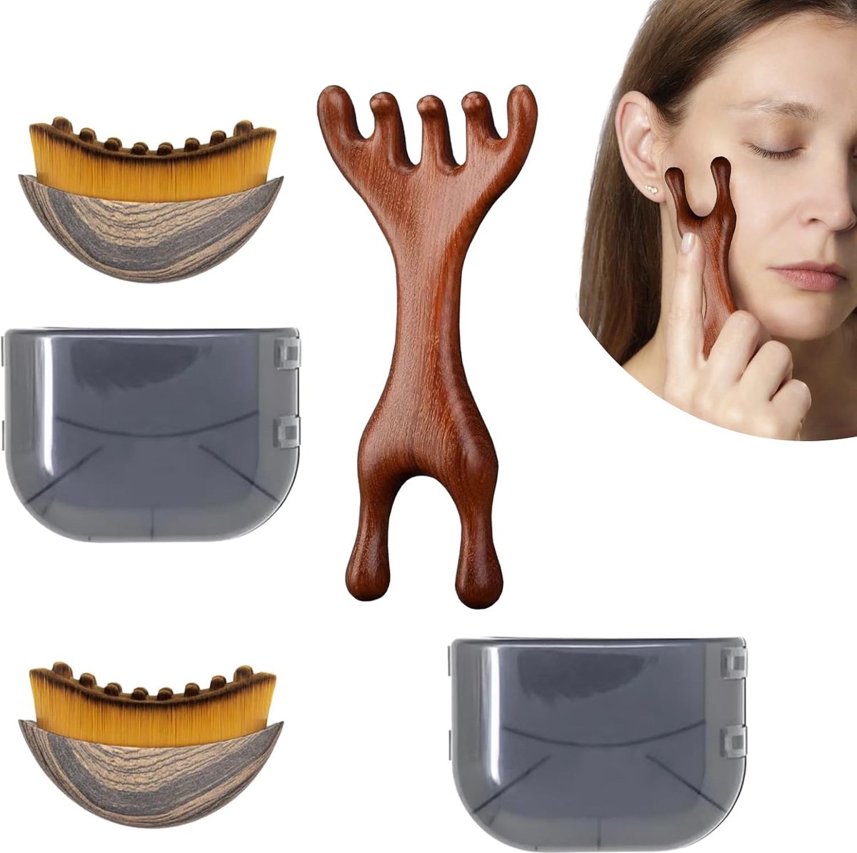Lymfedrainageborstel set - 3-delig - natuurlijke borstelharen - stimuleert doorbloeding - ShopVlot