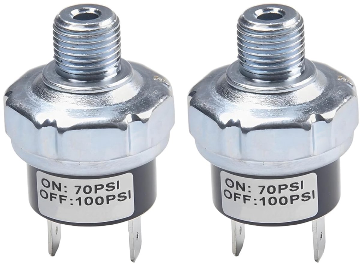 Drukschakelaar 70-100 PSI - Roestvrij staal - Waterdicht en oliebestendig - Automatische regeling voor luchtcompressors - ShopVlot