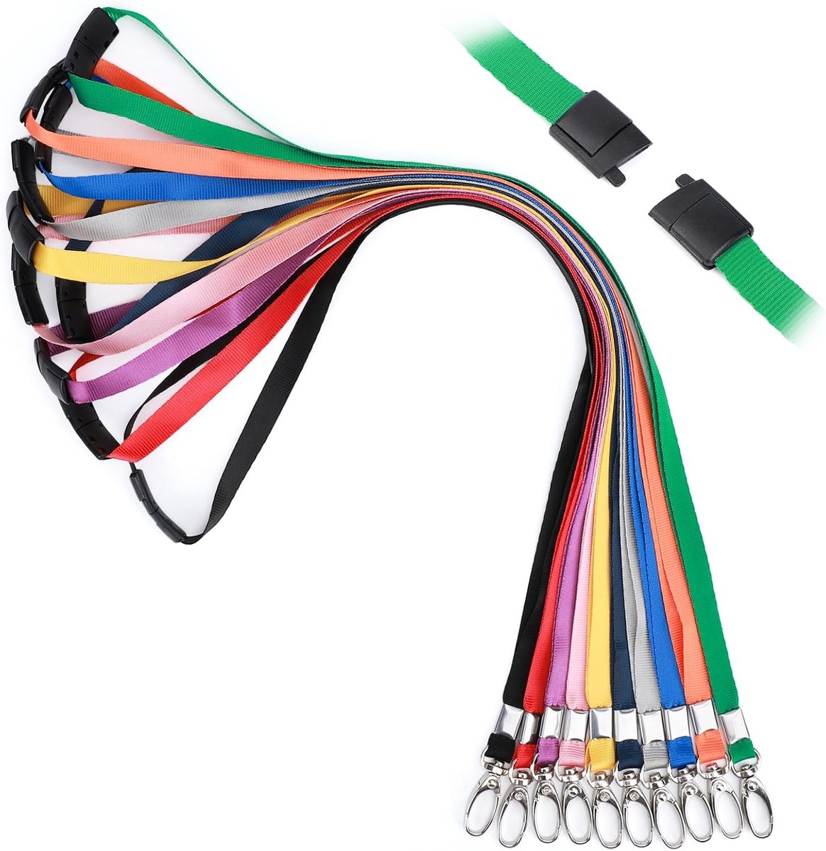 Lanyards met Veiligheidsklem - 10 Stuks Nylon Imitatie - Met Metalen Clip - Voor Sleutels en Badges - ShopVlot