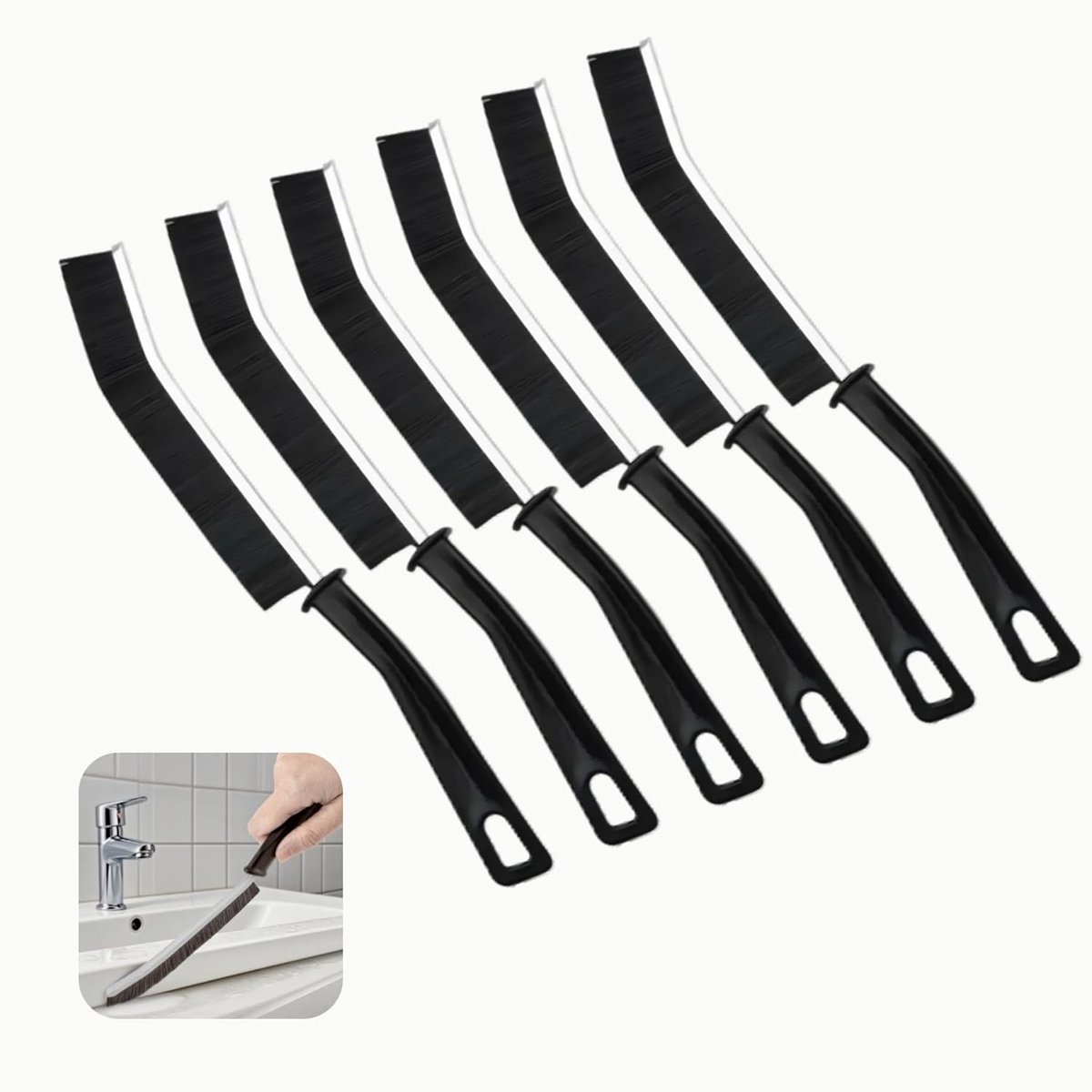 Spletenreiniger 6 stuks - nylon borstels - ergonomische handgrepen - ideaal voor badkamer en keuken - ShopVlot