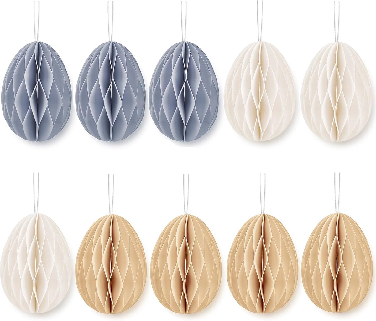 Hangende Paaseieren - Pack van 10 - Honeycomb Papier - Kleurrijke Decoratie voor Kinderdagverblijf - ShopVlot