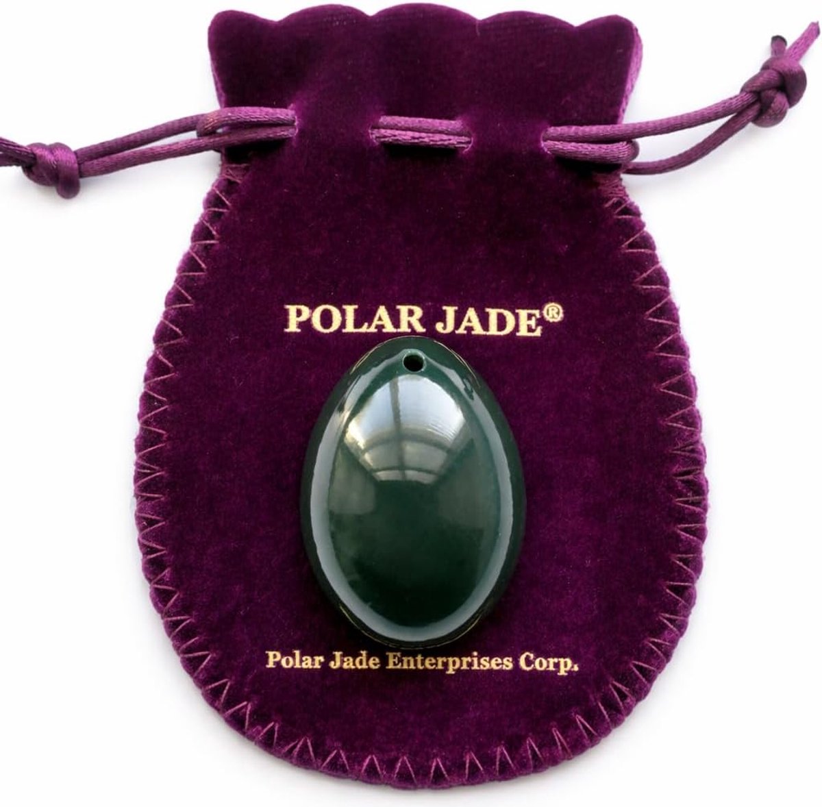 Nephrite ei medium - gepierced - polar jade - train Kegelspieren voor betere blaascontrole - ShopVlot