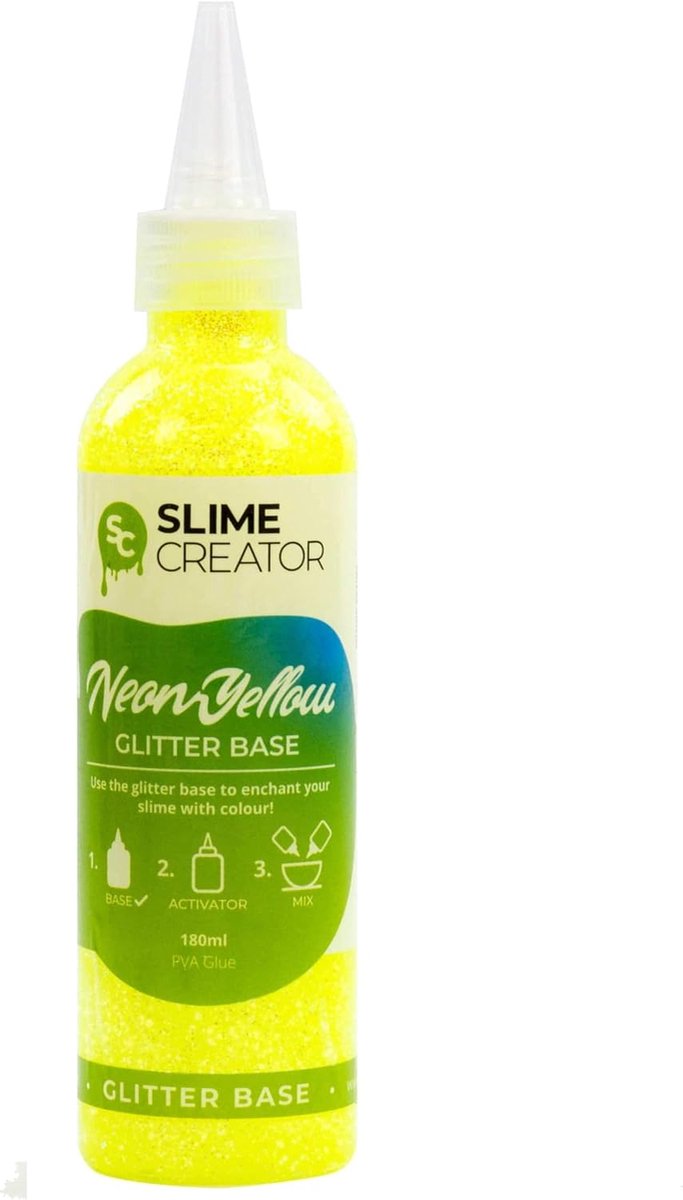 Glitter Basis - Neon Geel, 180ml Fles - Voegt Sprankeling Toe - Perfect voor Slijmprojecten - ShopVlot