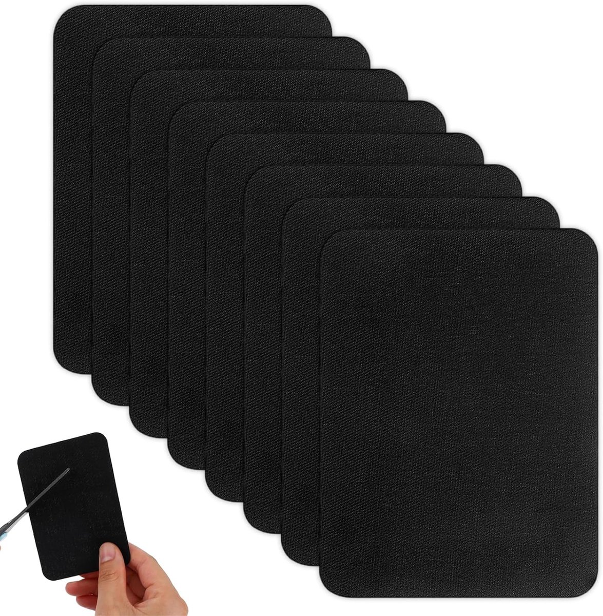 Trampoline-reparatieset 8 stuks - 9x12 cm zwarte patches - zelfklevend en weerbestendig - snel repareren van scheuren - ShopVlot