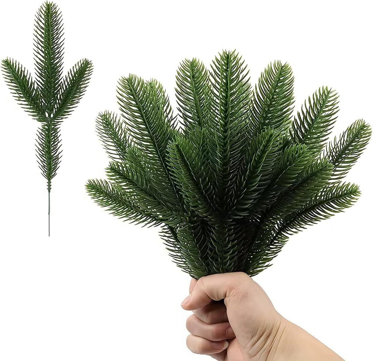 Artificial Pine Branches 48 stuks - Kunststof dennenbladeren - Neppennen - Perfect voor kerstdecoraties - ShopVlot