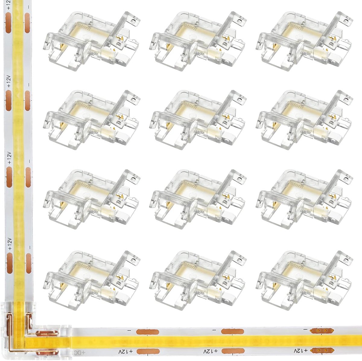 Mini COB LED connector 2 Pin 8mm - Solderloos en herbruikbaar - Tot 36 V, 5 A - Eenvoudige verbinding voor LED strips - ShopVlot