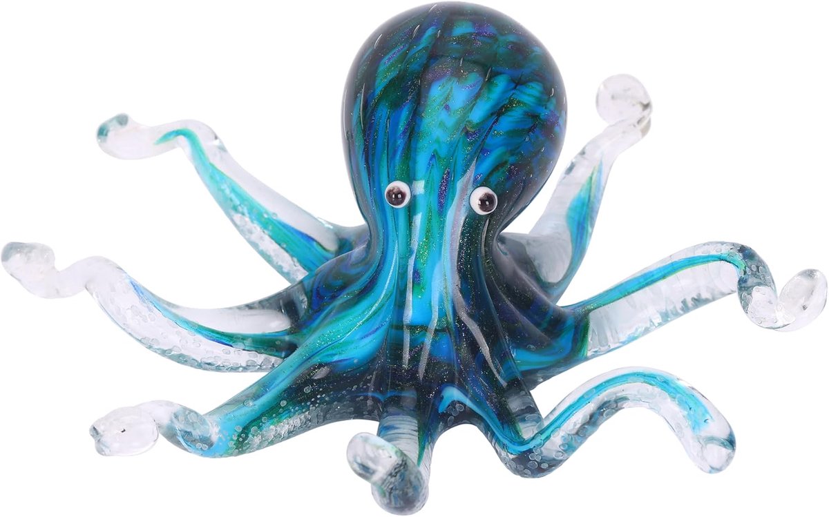 Glazen octopus en kwal beeldjes - handgeblazen glas - kleurrijke zeedieren kunst - voor thuisdecoratie - ShopVlot